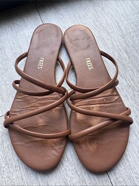 TKEES Women's Brown Multi-Strap Slide Sandals size 9 Eur 40 fits 8.5